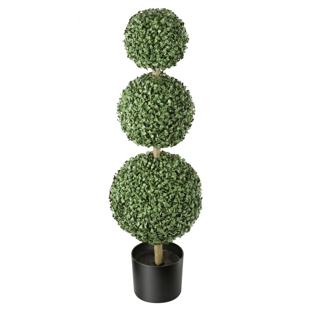 VEVOR Set di 2 Alberi Finti di Bosso a 3 Sfere da 914 mm Piante Verdi in PE, Albero Topiario Artificiale con Vaso, Pianta Decorativa per Interni ed Esterni, Veranda, Balcone, Patio, Ingresso, Giardino