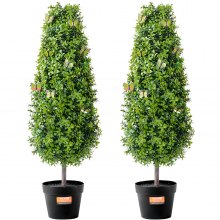 VEVOR Albero di Bosso Artificiale Topiario, 91,4 cm Altezza, 2 Pezzi, Alberi di Bosso Finti, Pianta Artificiale Verde con Foglie, Vaso, Decorazione, Set di Verde con Protezione UV per Arredamento