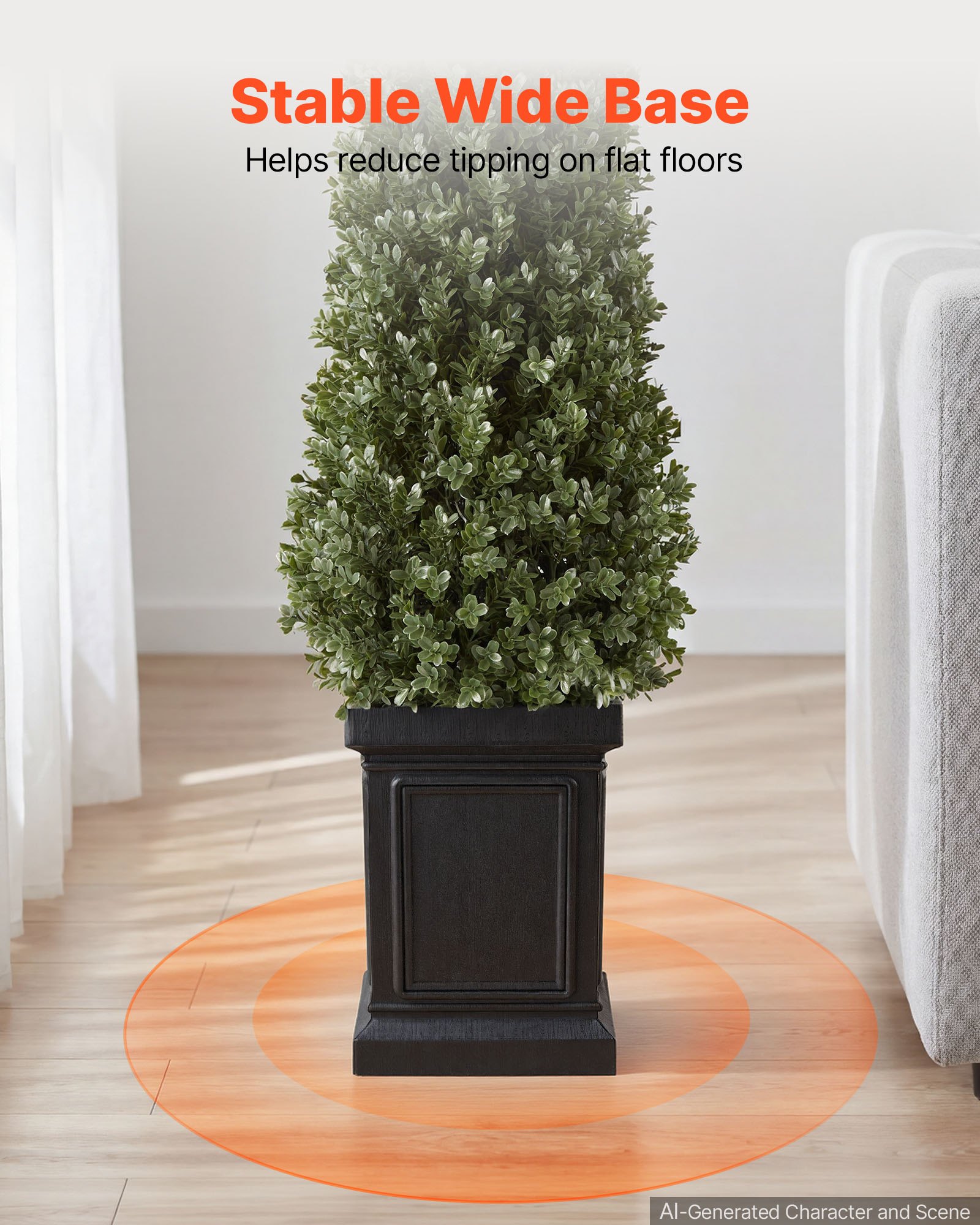 VEVOR Set di 2 Alberi Finti di Bosso da 1219 mm, Pianta Artificiale in PE, Albero Topiario con Vasi Staibili, Forma Piramidale, per Interni ed Esterni, Ingresso, Veranda, Balcone, Patio e Giardino