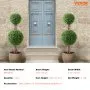 VEVOR Artificial Boxwood Topiary, 121.9 cm tall (2 pieces), Double Ball Topiary Trees, Artificial Plant with Extra Leaves, Pot and Small Decoration, UV-Protected Set for Indoor and Outdoor Decoration