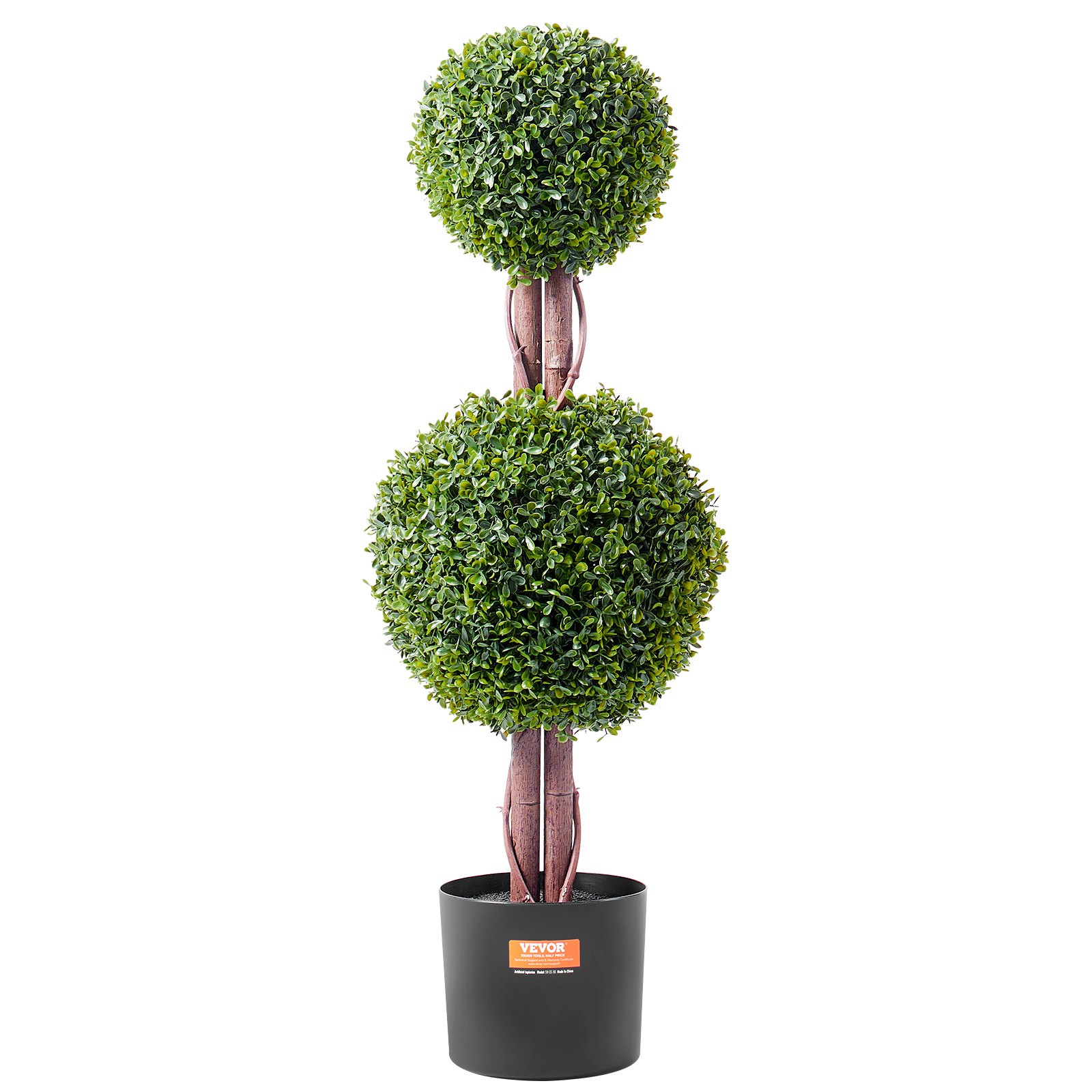 VEVOR Albero di Bosso Artificiale Topiario, 91,4 cm Altezza, 2 Pezzi, Alberi di Bosso Finti a Doppia Palla, Pianta Artificiale Verde con Foglie, Vaso, Decorazione, Set Protezione UV per Arredamento