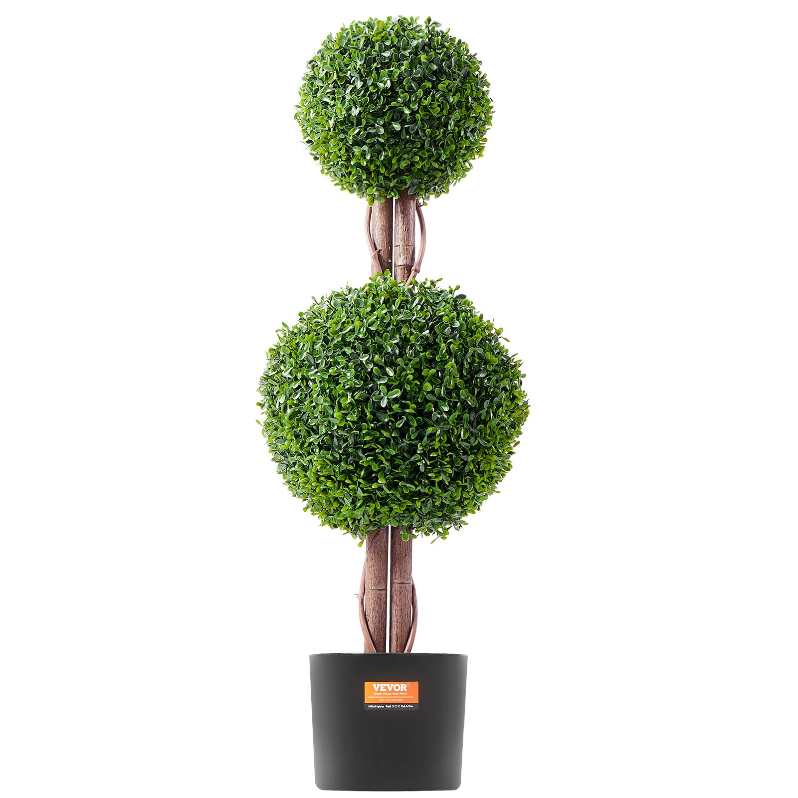 VEVOR Albero di Bosso Artificiale Topiario, 91,4 cm Altezza, 2 Pezzi, Alberi di Bosso Finti a Doppia Palla, Pianta Artificiale Verde con Foglie, Vaso, Decorazione, Set Protezione UV per Arredamento