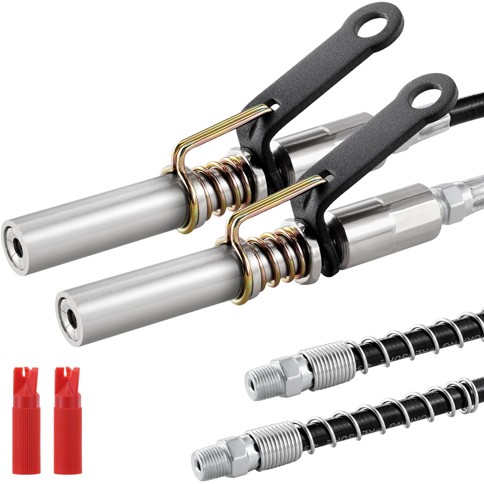 VEVOR Accoppiatore per Pistola per Grasso 2 Pezzi, Alta Pressione 10000 PSI, Bloccaggio a 6 Ganasce, Pulitore per Tubo/Raccordi Zerk, Compatibile Raccordi NPT da 1/8" per Automobili
