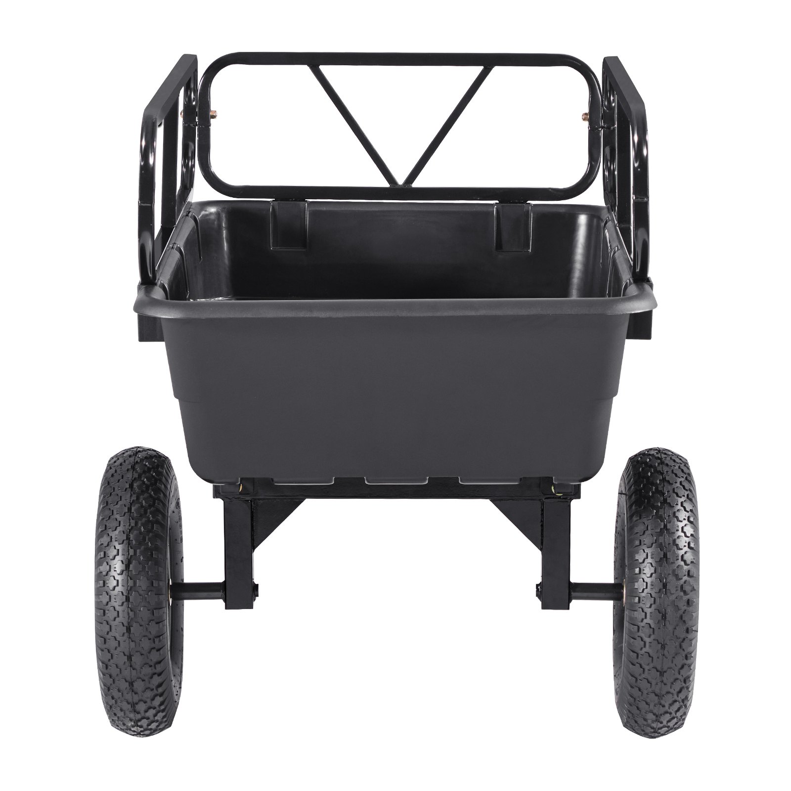 VEVOR Garden Utility Trailer, 10 Cu. Ft 227 kg, ATV UTV Hauling Trailer, Tow Behind Poly Dump Cart with 16" Tires, Hand Pull or Foot Pedal, Heavy Duty Yard Trailers for Lawn Mower Tractor Garden Waste