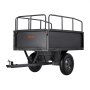 VEVOR Garden Utility Trailer, 17 Cu. Ft & 272 kg Capacity, ATV UTV Hauling Trailer, Tow Behind Steel Dump Cart with 16" Tires, Hand Pull or Foot Pedal, Heavy Duty Yard Trailers for Lawn Mower Tractor