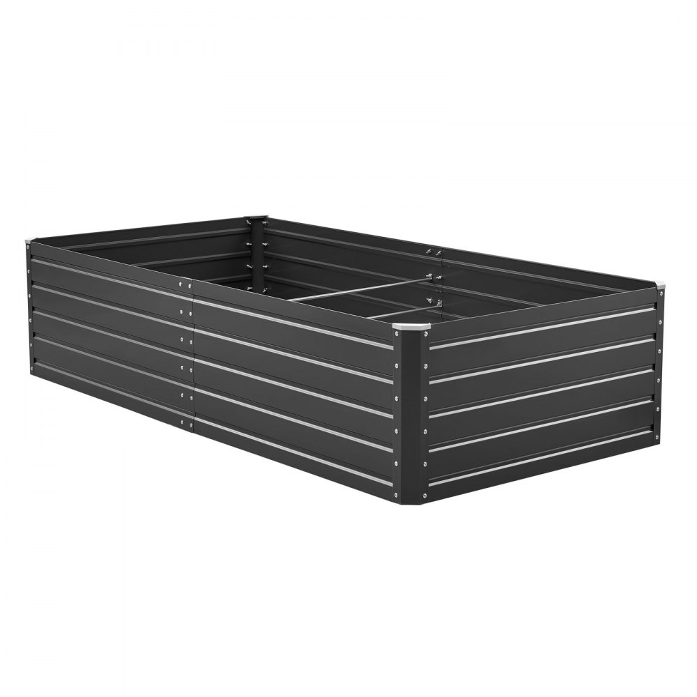 VEVOR Metal Raised Garden Bed, 2.0 x 1.0 x 0.5 m Outdoor Galvalume Planter Garden Box, Open Bottom Design, Large Planter Raised Bed for Growing Vegetables, Flowers, Herbs, and Succulents, Gray