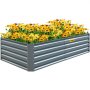 VEVOR Aiuola Rialzata Zincata Fioriera in Metallo da 203 x 102 x 48 cm Kit per Aiuola Rialzata in Acciaio Grigio, Fioriere da Esterno per Coltivare Verdure Fiori Frutta Erbe Aromatiche Piante