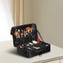 VEVOR Borsa per Trucco Portatile 3 Livelli per Barbiere, Valigia Portatile da Viaggio 460 x 300 x 125 mm per Estetista Parrucchiere, Borsa per Trucco Professionale Tessuto in Oxford Impermeabile Nero