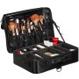 VEVOR Borsa per Trucco Portatile 3 Livelli per Barbiere, Valigia Portatile da Viaggio 460 x 300 x 125 mm per Estetista Parrucchiere, Borsa per Trucco Professionale Tessuto in Oxford Impermeabile Nero