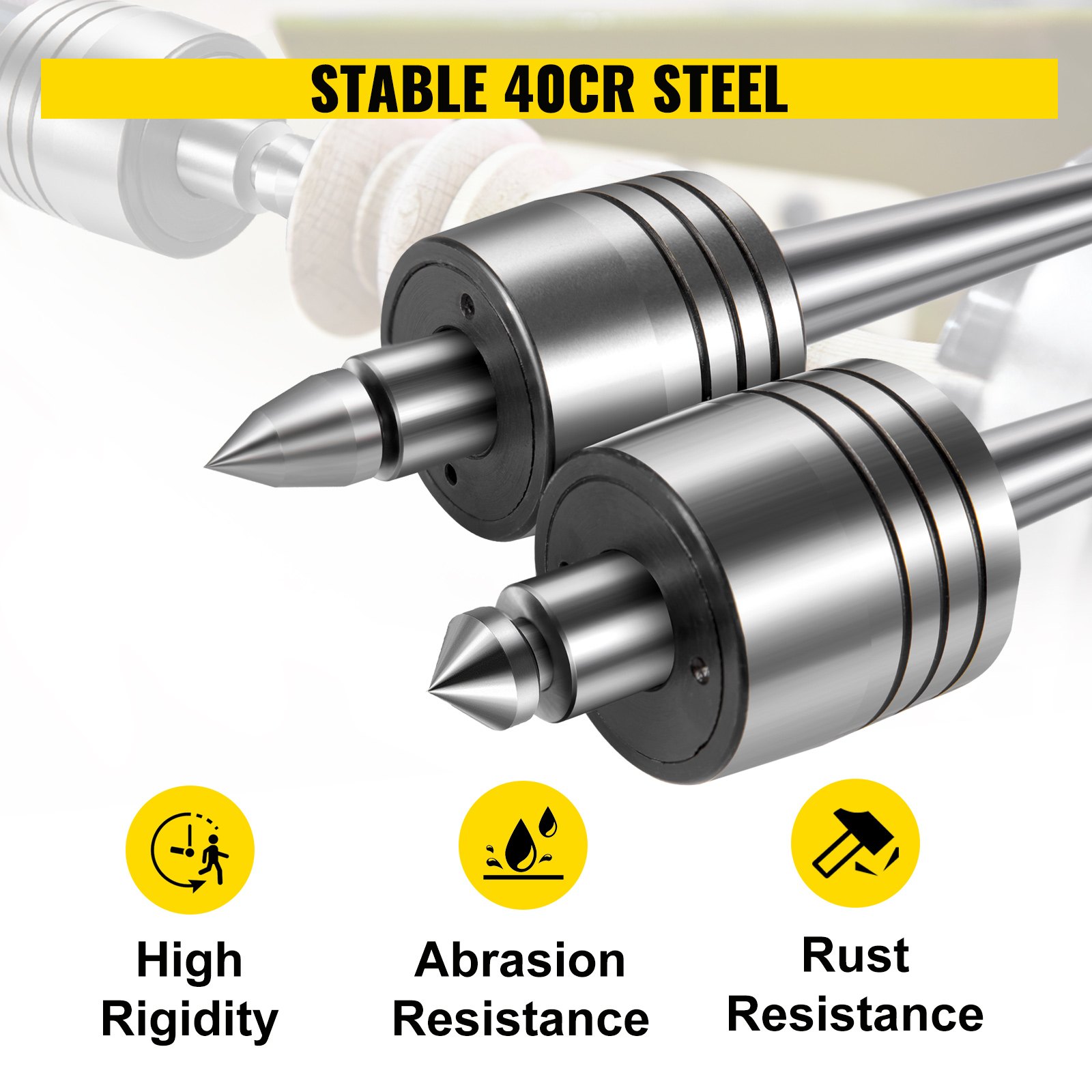 VEVOR Live Tornio Centro Set con Inserti Intercambiabili Centro Live Tornio MT2