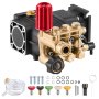 VEVOR High Pressure Washer Pump, 3/4-inch Shaft, Horizontal Triplex Piston, 3300 PSI, 2.5 GPM, Replacement High Pressure Washer Pump Set with 5 Nozzles, Up to 500 Hours of Continuous Operation, Replacement Pump