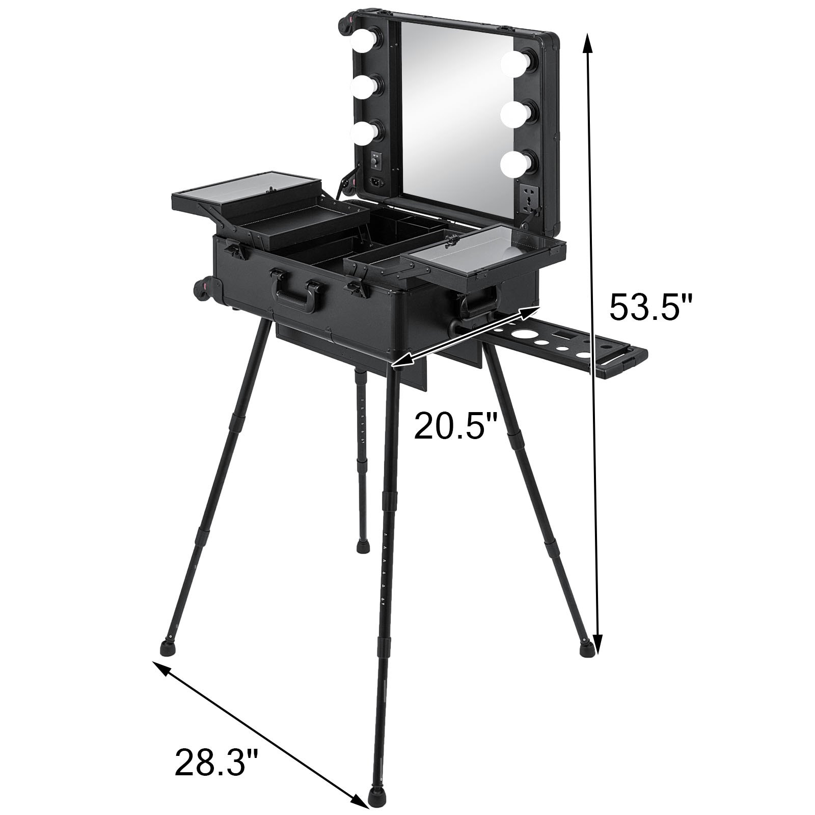 VEVOR 2 nel 1 Valigetta per Trucco Professionale con Specchio 6 Lampadine e Cassetti Carrello Valigia per Porta Cosmetici