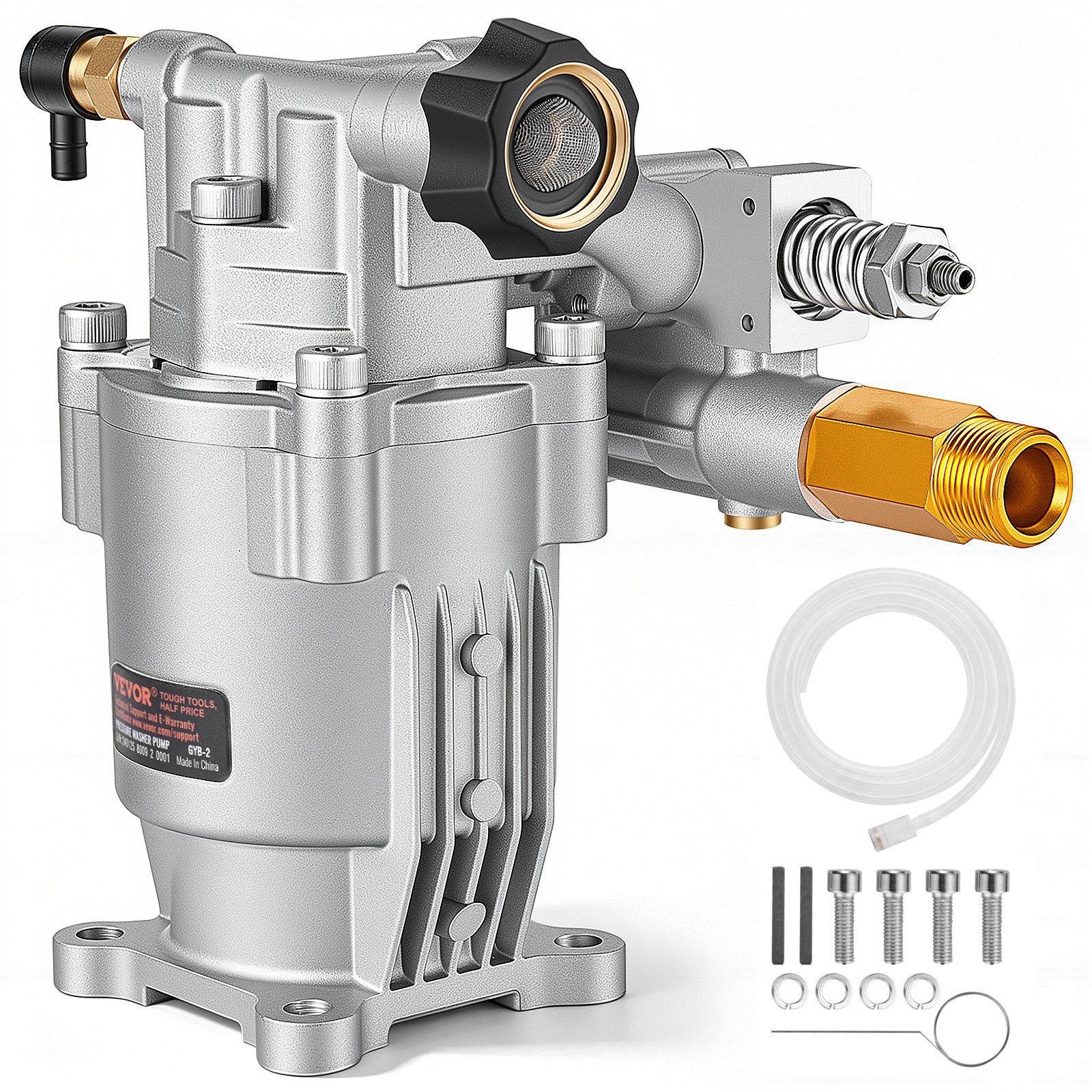 VEVOR Pompa per Idropulitrice, Albero Orizzontale 19,05 mm, 3400 PSI, 2,5 GPM, Kit di Pompe di Ricambio per Idropulitrice per Lavaggio Compatibile con Honda, Simpson, Briggs & Stratton, Craftsman