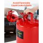 VEVOR Tanica di Sicurezza per Benzina, Tanica di Sicurezza Rossa da 19 L di Tipo II per Benzina con Parafiamma in Acciaio Inossidabile, Coperchio a Chiusura Automatica e Beccuccio in Metallo