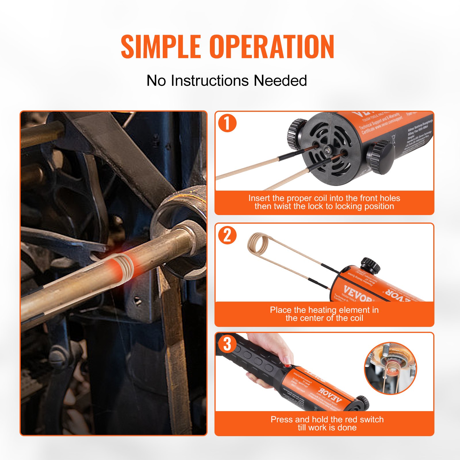 VEVOR Set Riscaldatore a Induzione Magnetica, Riscaldatore a Induzione da 1000W, Riscaldatore a Induzione con 8 Bobine a Induzione, Dispositivo per Riscaldatore a Induzione per Rimozione Bulloni Dadi
