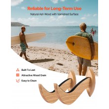 VEVOR Supporto da Parete per Tavola da Surf, Supporto Orizzontale in Legno per Riporre ed Esporre, Organizzatore Regolabile 1 Strato per Kiteboard, Shortboard, Sci, Snowboard e Wakeboard