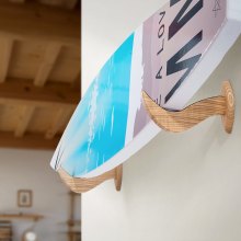 VEVOR Supporto da Parete per Tavola da Surf, Supporto Orizzontale in Legno per Riporre ed Esporre, Organizzatore Regolabile 1 Strato per Kiteboard, Shortboard, Sci, Snowboard e Wakeboard