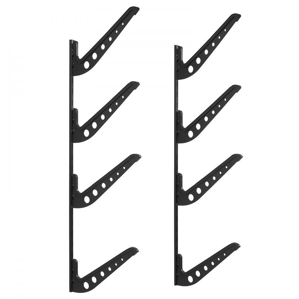 VEVOR Supporto da Parete per Tavola da Surf, Supporto Orizzontale in Legno a 4 Livelli per Riporre ed Esporre, Organizzatore in Metallo Regolabile in Altezza con Spugna per Kiteboard, Shortboard, Sci