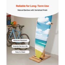VEVOR Supporto Verticale per Tavole da Surf, Supporto per Tavole da Surf in Legno Regolabile 370-665 mm per Riporre ed Esporre, Organizzatore Indipendente con Imbottitura in Sughero per Wakeboard