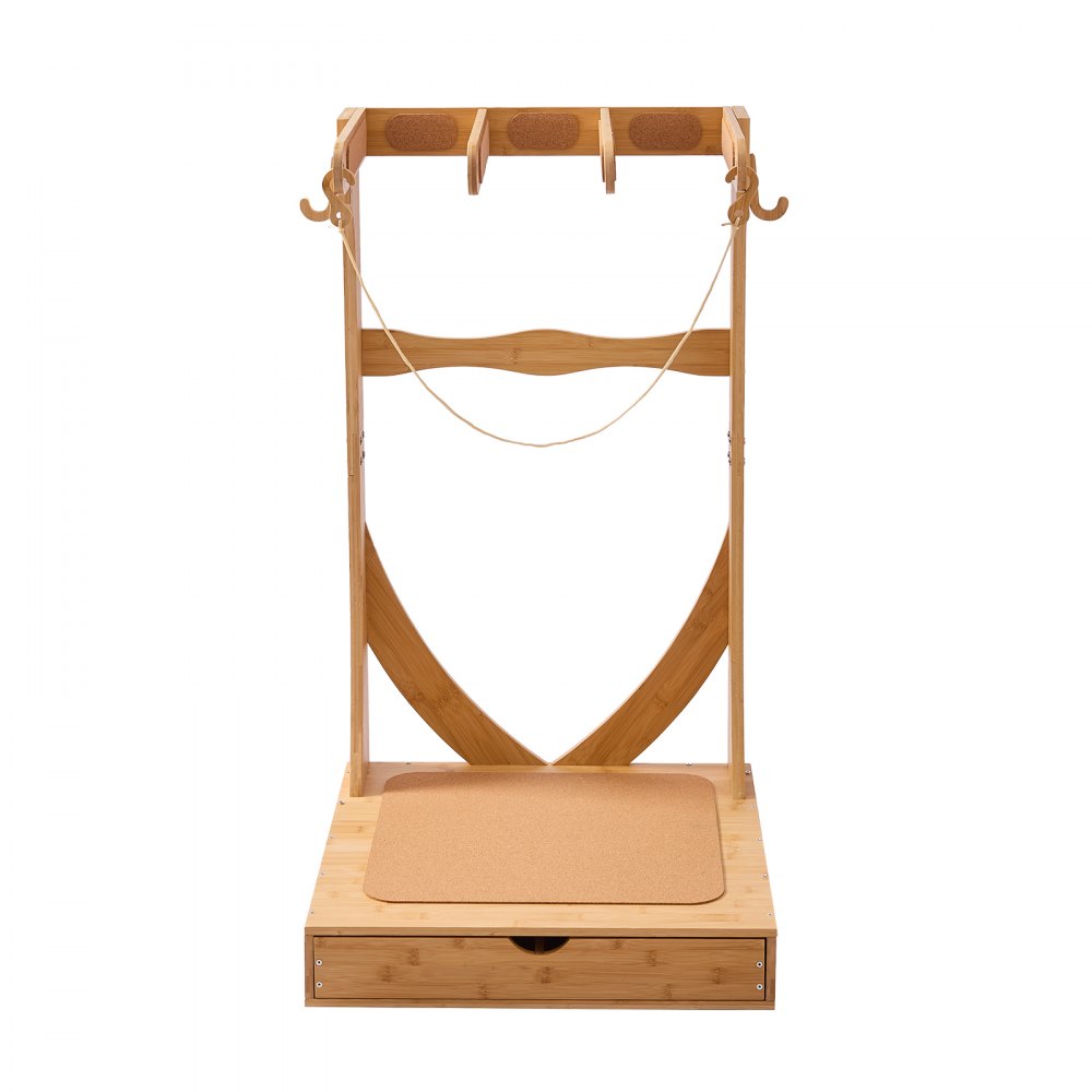 VEVOR Supporto Verticale per Tavole da Surf, Supporto per Tavole da Surf in Legno a 3 Livelli per Riporre ed Esporre, Organizzatore Indipendente con Ganci in Legno, Imbottitura in Sughero e Cassetti