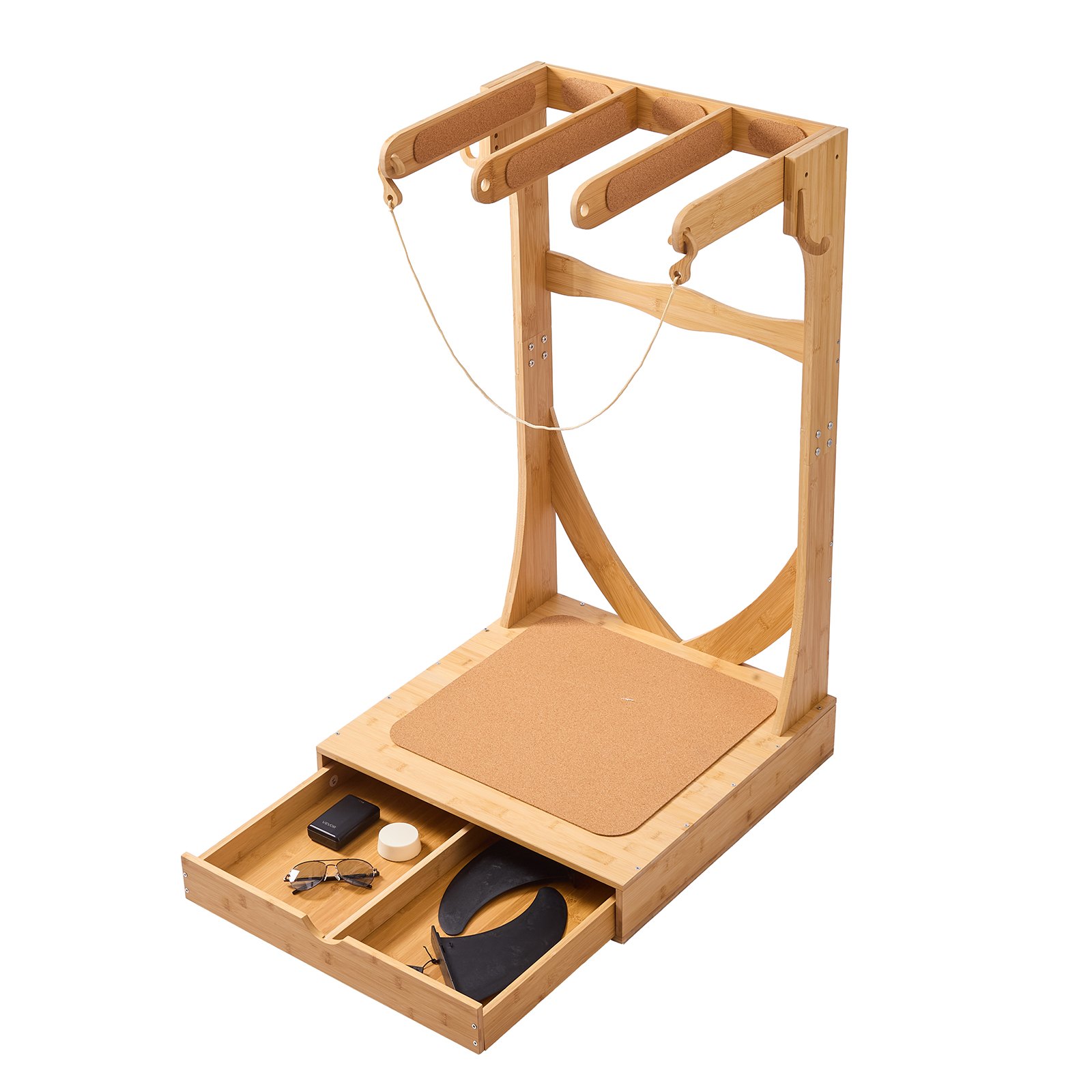 VEVOR Supporto Verticale per Tavole da Surf, Supporto per Tavole da Surf in Legno a 3 Livelli per Riporre ed Esporre, Organizzatore Indipendente con Ganci in Legno, Imbottitura in Sughero e Cassetti