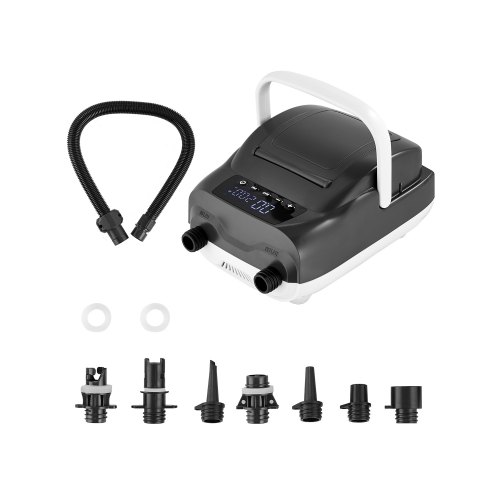 VEVOR Pompa per Sup, 7 Ugelli di Gonfiaggio, Pompa ad Aria SUP a Doppio Stadio con Funzione di Spegnimento Automatico e Connettore per Auto a 12 V CC, per Paddle Board Gonfiabili, Tende e Materassini