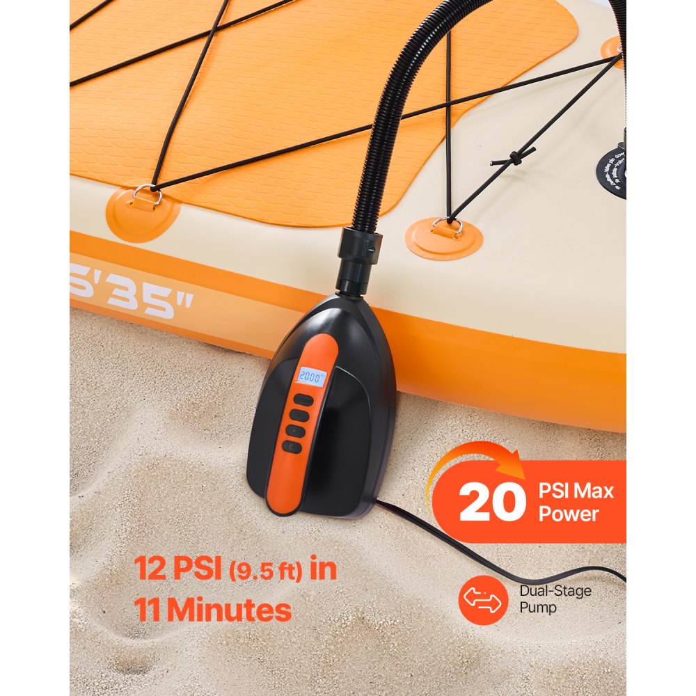 VEVOR Paddleboard Pump (20 PSI) Electric SUP Air Pump with 70 L/min Inflation Speed & Automatic Shut-Off & 12V DC Connection, Ideal for Inflating Inflatable Paddleboards and Tents