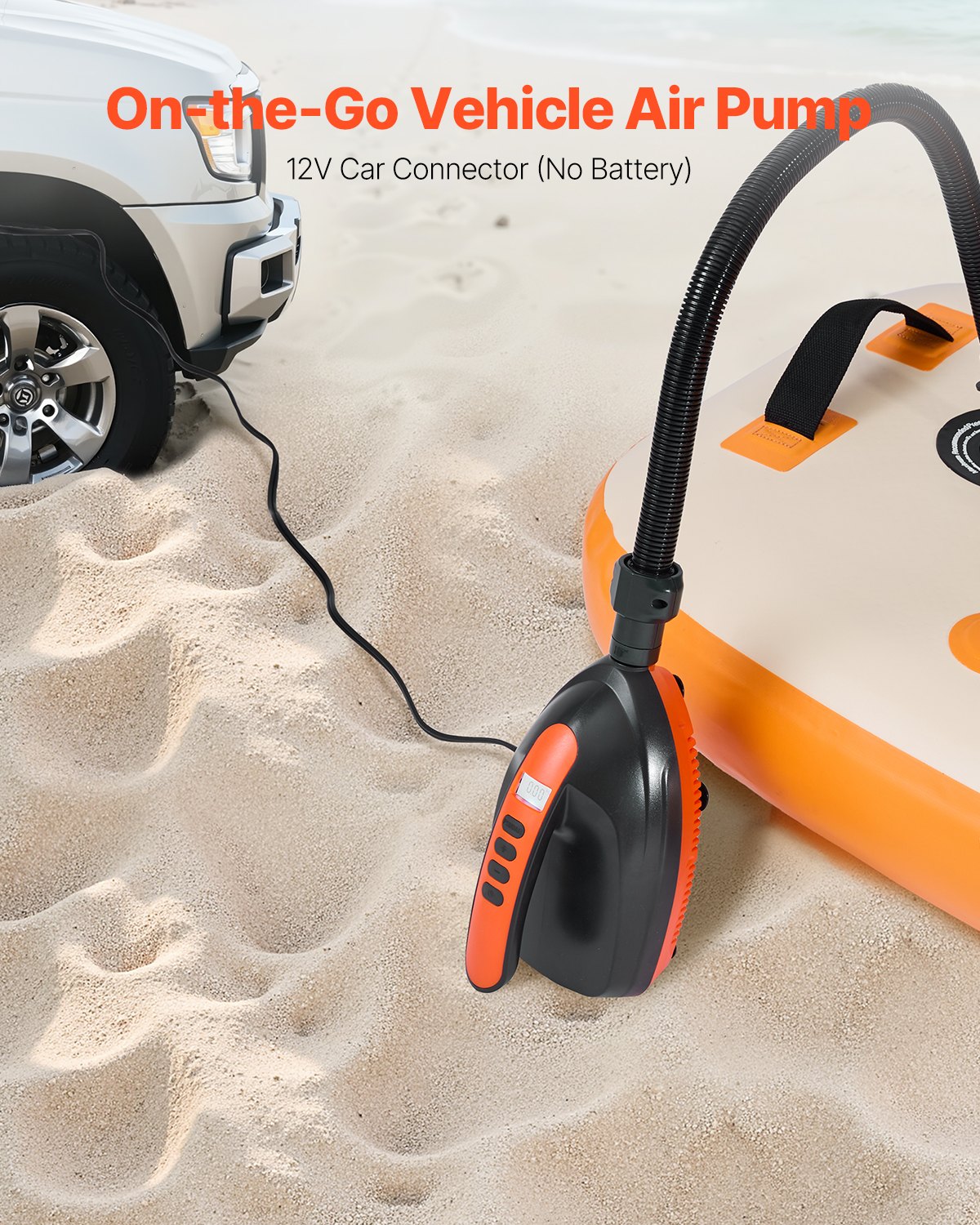 VEVOR Pompa per SUP ad Alta Pressione, Pompa ad Aria SUP, Velocità di Gonfiaggio di 70 L/min con Spegnimento Automatico e Connettore per Auto a 12 V CC, per Paddle Board Gonfiabili e Materassini