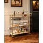 VEVOR Carrello di Servizio da Bar, Carrello da Bar Domestico 3 Ripiani Multiuso Porta Bevande Portabottiglie Portabicchieri 910 x 330x 935 mm, Ripiano in Legno Carico Singolo 20 kg, Colore Dorato
