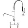 VEVOR Rubinetto Commerciale con Spruzzatore Pre-risciacquo, Altezza 660 mm Centro 203 mm Beccuccio Girevole 305 mm Montaggio su Piano, Dispositivo in Ottone con Getto Estraibile, per Lavello da Cucina
