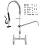 VEVOR Rubinetto Commerciale con Spruzzatore Pre-risciacquo, Altezza 660 mm Centro 203 mm Beccuccio Girevole 305 mm Montaggio su Piano, Dispositivo in Ottone con Getto Estraibile, per Lavello da Cucina