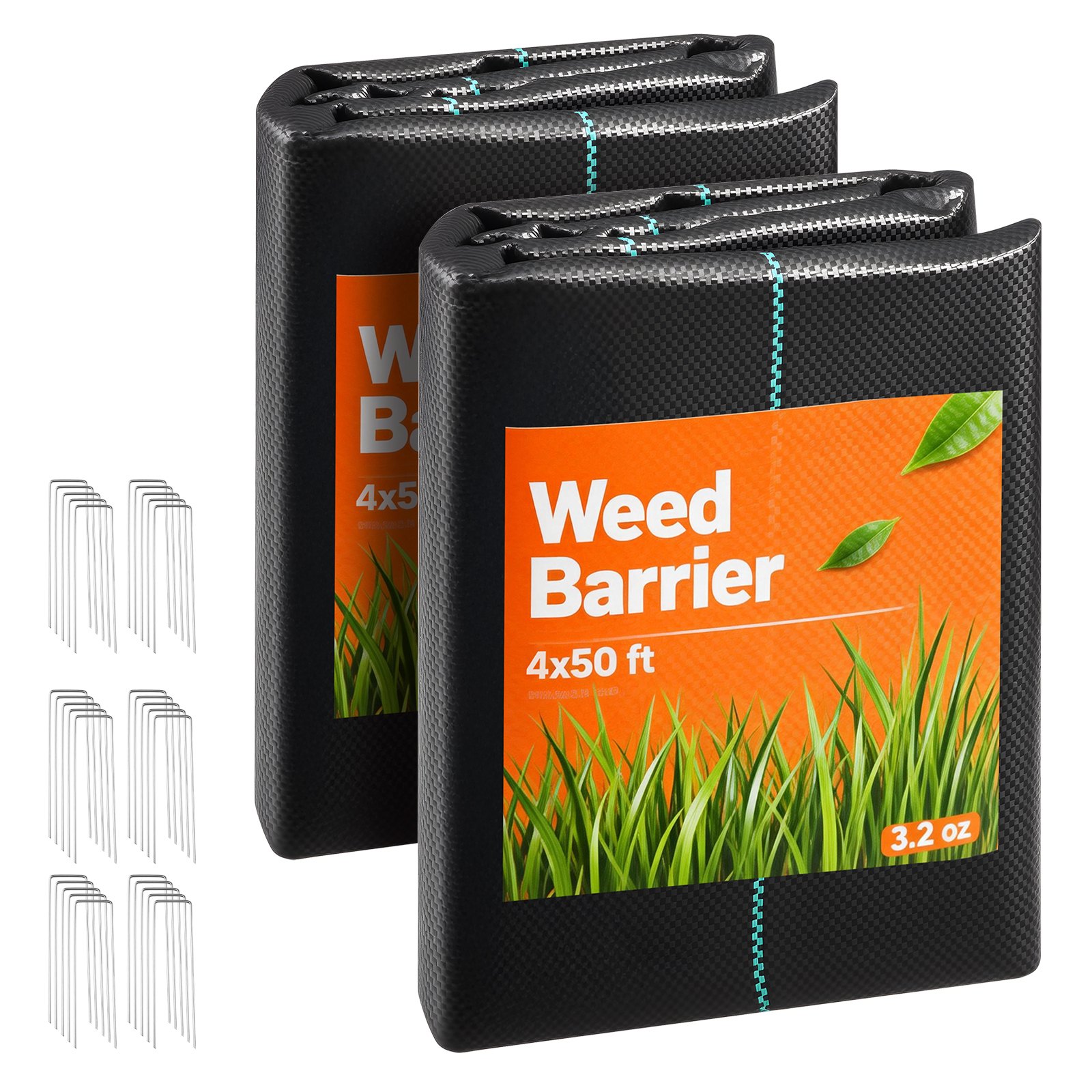 VEVOR Telo Anti Erbacce 2x 1,2x15,2 m Tessuto Pacciamante da Giardino 90 g/m², Tappetino Anti Erbacce in Polipropilene, Barriera Pacciamante per Serre, Giardino, Fattoria, Prato, Paesaggistica, Nero
