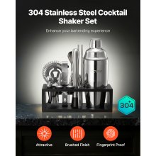 VEVOR Set Agitatore per Cocktail 13 Pezzi Acciaio Inox Strumenti Barista Argento