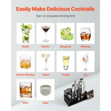 VEVOR Set Agitatore per Cocktail 13 Pezzi Acciaio Inox Strumenti Barista Argento
