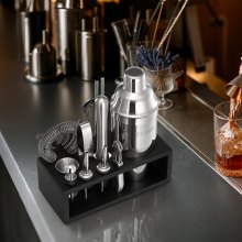 VEVOR Set Agitatore per Cocktail 13 Pezzi Acciaio Inox Strumenti Barista Argento