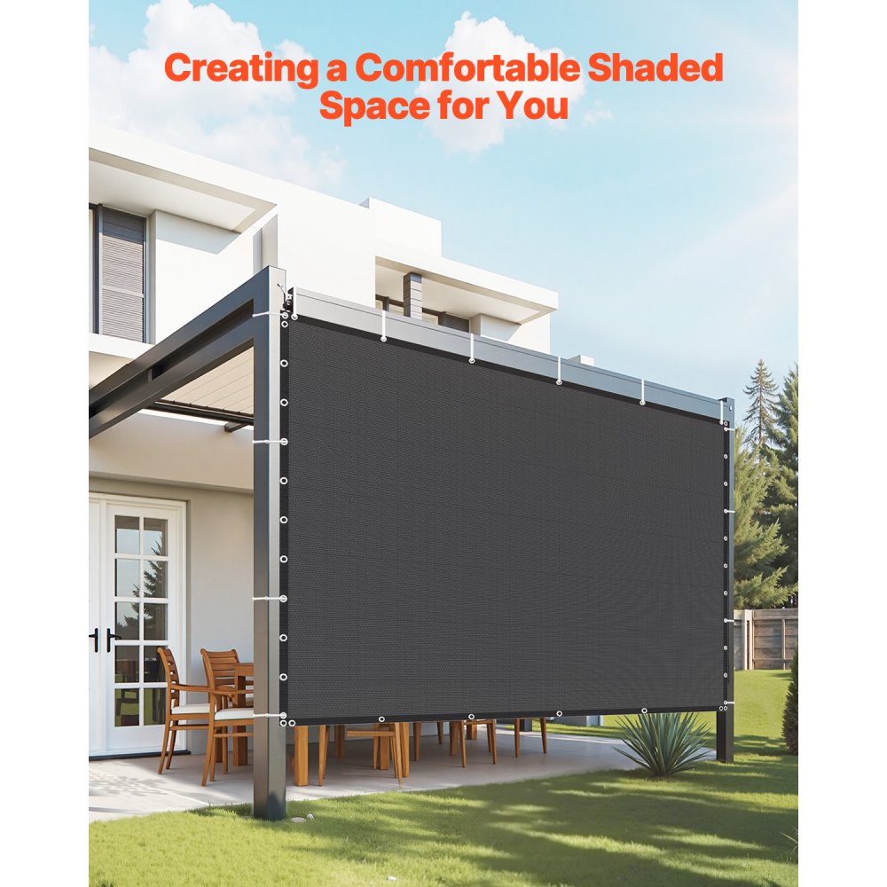 VEVOR Vela Ombreggiante con Protezione Solare, 305 x 305 cm, per Pergolato con Occhielli in Acciaio Inox, Telo Ombreggiante con Materiale HDPE, per Esterno Patio Giardino Cortile, Nero