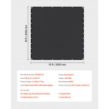 VEVOR Vela Ombreggiante con Protezione Solare per Esterno 305 x 305 cm Nero