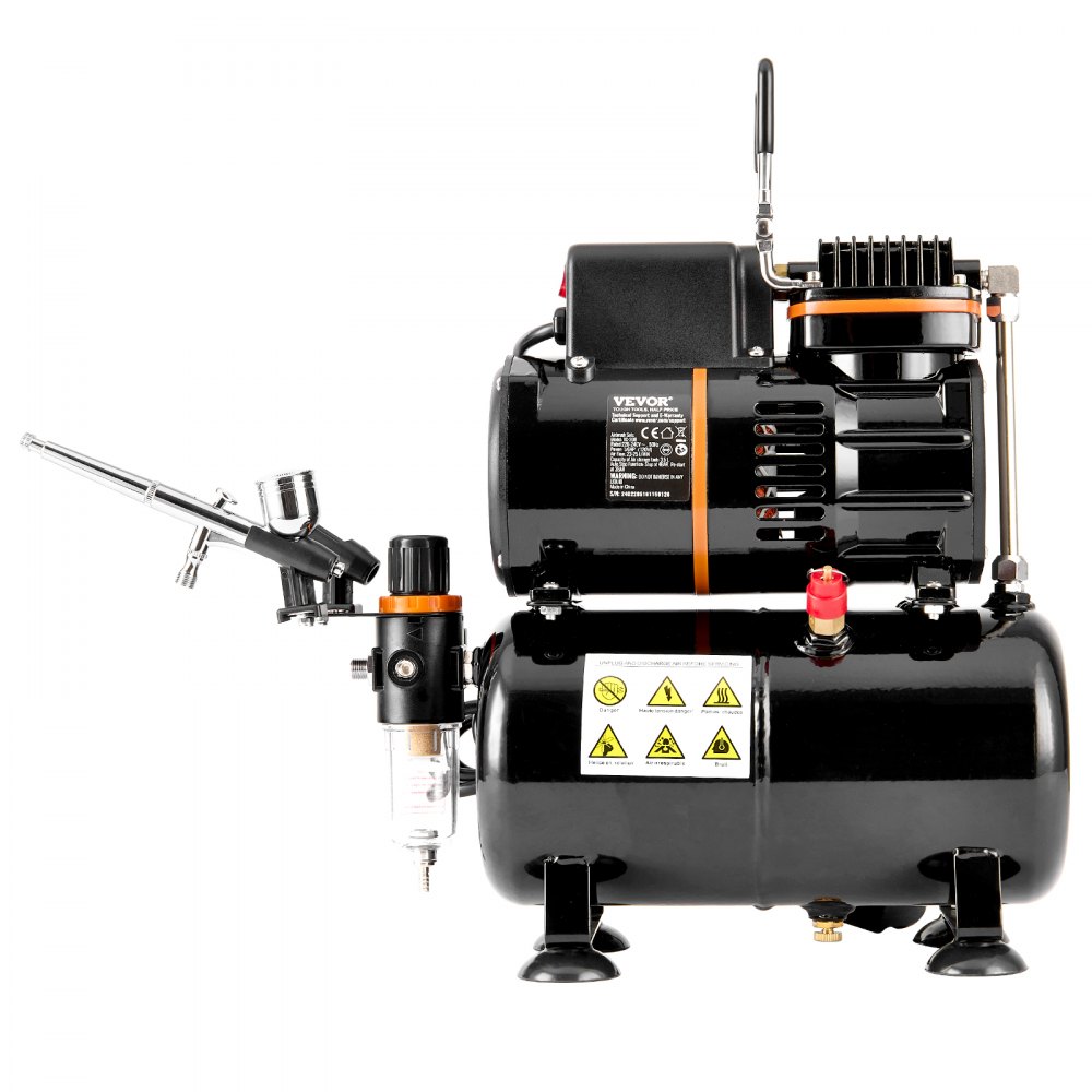 VEVOR Airbrush Set, Dual-Fan Air Tank Compressor System Set with 3.5L Air Storage Tank, Airbrush Set with 0.3mm Tip Airbrush, Stand, Paint Mixing Wheel, Cleaning Brush Set, Art Nail Cookie