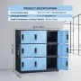 VEVOR Changing Room Locker, 9-Door Storage Cabinet, Wardrobe with 9 Compartments, Valuables Locker, 30 kg Load Capacity, Office Lockers, Black & Blue