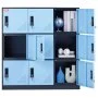 VEVOR Changing Room Locker, 9-Door Storage Cabinet, Wardrobe with 9 Compartments, Valuables Locker, 30 kg Load Capacity, Office Lockers, Black & Blue