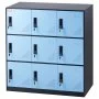 VEVOR Changing Room Locker, 9-Door Storage Cabinet, Wardrobe with 9 Compartments, Valuables Locker, 30 kg Load Capacity, Office Lockers, Black & Blue