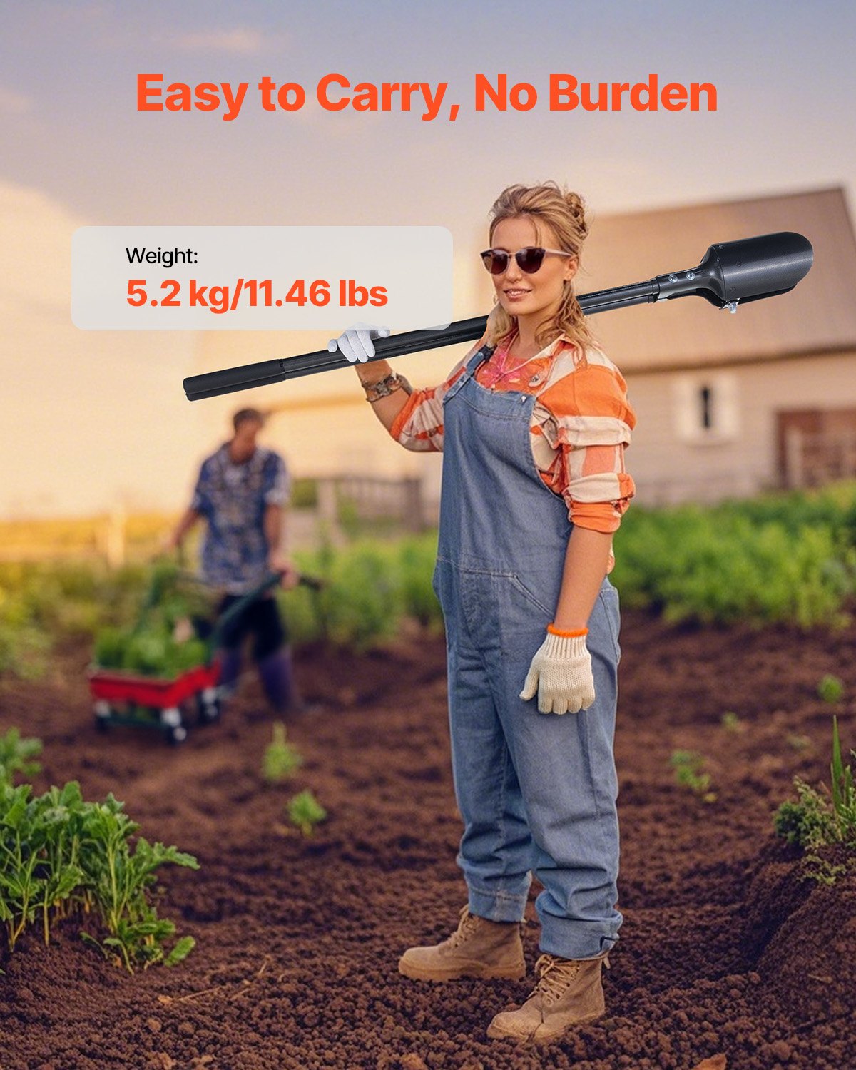 VEVOR Trivella per Pali Impieghi Gravosi con Manico in Acciaio al Carbonio, Trivella Manuale con Scala Graduata e Lama in Metallo, Strumento per Scavare Giardinaggio all'Aperto 145 mm