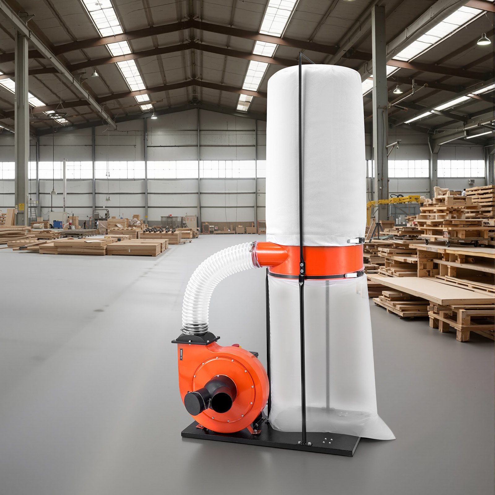 VEVOR Collettore di Polvere a Cono Vortex da 1100 CFM e 2,5 Micron, Sistema di Raccolta Polvere per Lavorazione del Legno da 1,5 CV con Sacco Raccoglitore da 132,5 L Sacco Filtro 159L, 2800 giri/min