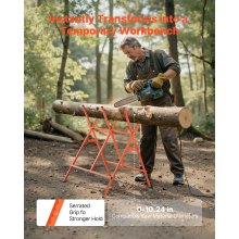 VEVOR Cavalletto per Tagliare Legno Capacità di Carico 117,9 kg, Supporto Taglialegna Pieghevole, Altezza Regolabile, Cavalletto per Lavorazione del Legno, Carpentieri, Falegnami Fai da te