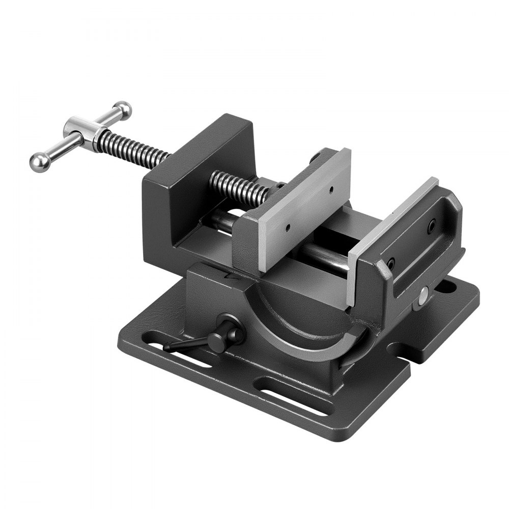 VEVOR Morsa per Trapano a Colonna Inclinabile, Larghezza Ganasce 107,9 mm, Morsa da Banco Portatile Regolabile da 0 a 90°, Struttura in Ghisa Resistente, per Lavorazione del Legno, Nera