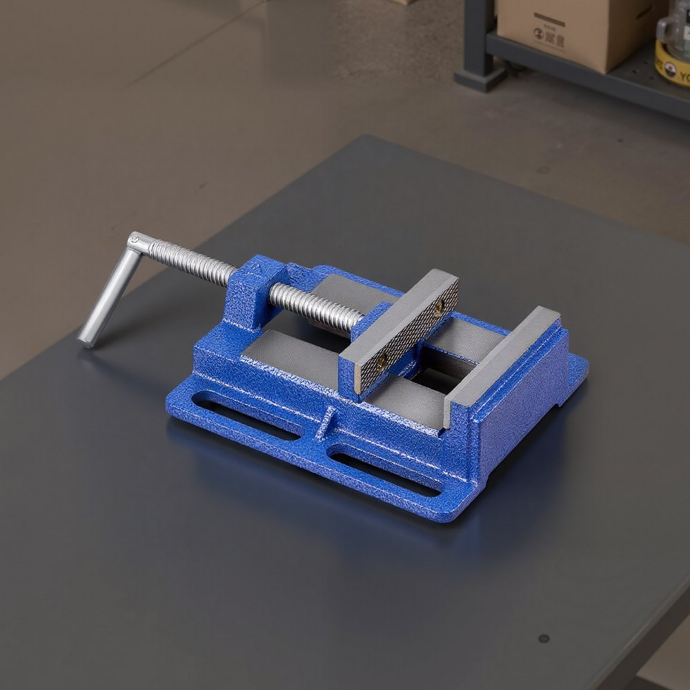 VEVOR Morsa per Trapano a Colonna, Larghezza Ganasce 101,6 mm, Morsa da Banco Portatile, Base Scanalata, Struttura in Ghisa Resistente, per Lavorazione di Legno Metallo, Foratura e Taglio