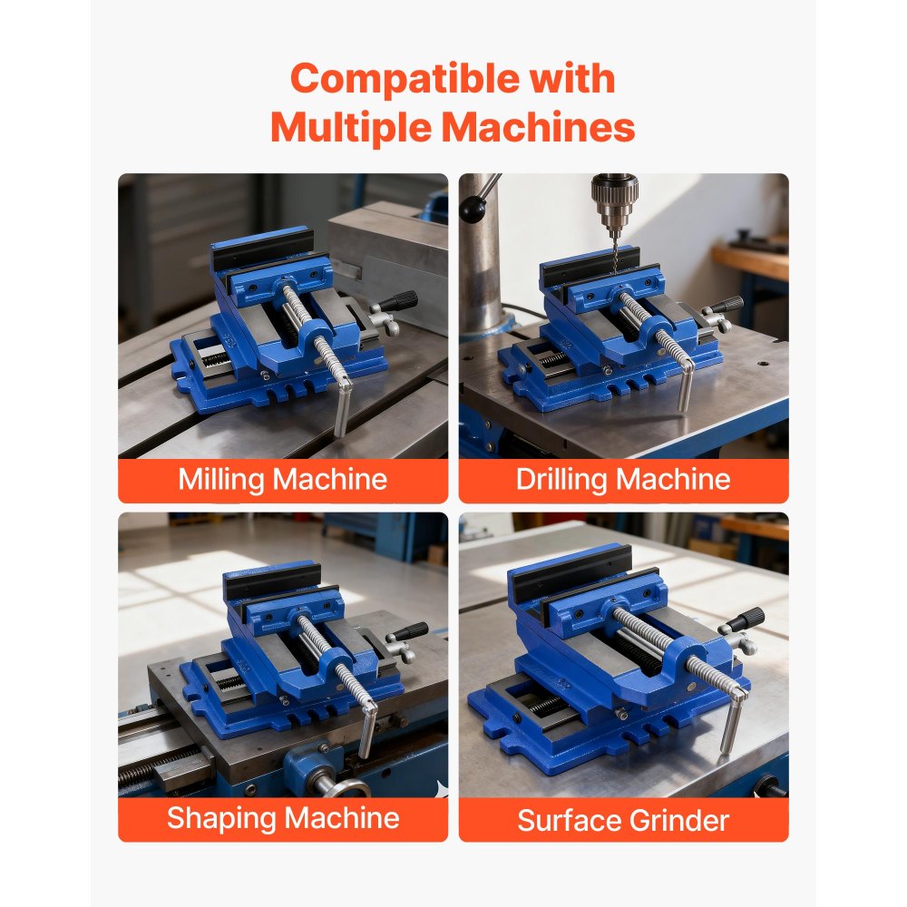 VEVOR Morsa per Trapano a Colonna con Slitta Trasversale, Larghezza Ganasce 101,6 mm, Morsa da Banco con Asse XY a 2 Vie, Morsetto per Banco da Lavoro per Fresatrice CNC per Lavorazione del Legno