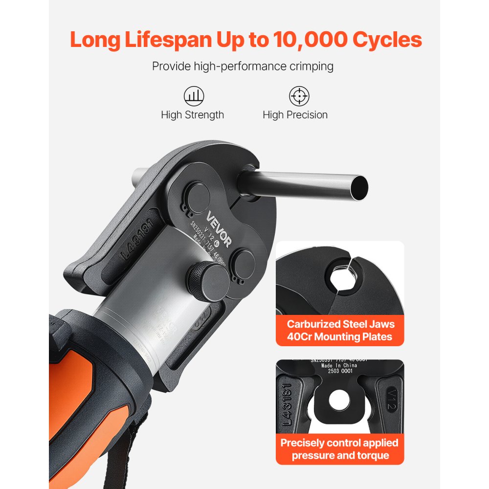 VEVOR Ganascia di Pressatura V12, Ganascia da 12 mm per Tubi in Acciaio Inossidabile a V Attrezzatura per Crimpatura in Acciaio Cementato Compatibili con Utensili di Pressatura Standard