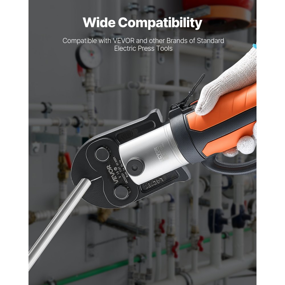 VEVOR Ganascia di Pressatura V15, Ganascia da 15 mm per Tubi in Acciaio Inossidabile a V Attrezzatura per Crimpatura in Acciaio Cementato Compatibili con Utensili di Pressatura Standard