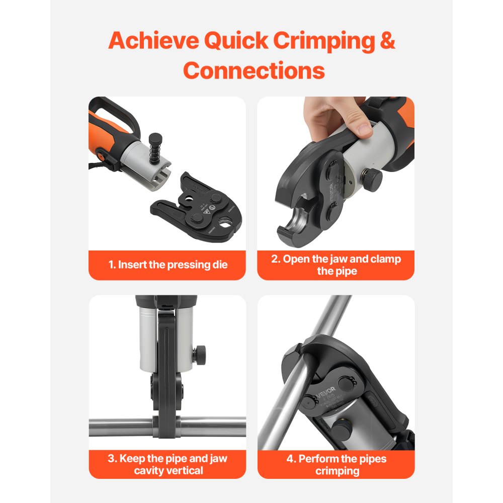 VEVOR Ganascia di Pressatura V22, Ganascia da 22 mm per Tubi in Acciaio Inossidabile a V Attrezzatura per Crimpatura in Acciaio Cementato Compatibili con Utensili di Pressatura Standard
